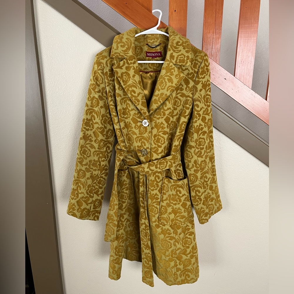 Women’s Merona Target Floral Faux Velvet Pea Coat Size Medium